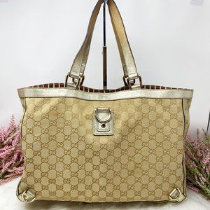 Gucci Beige and Gold Signature Tote